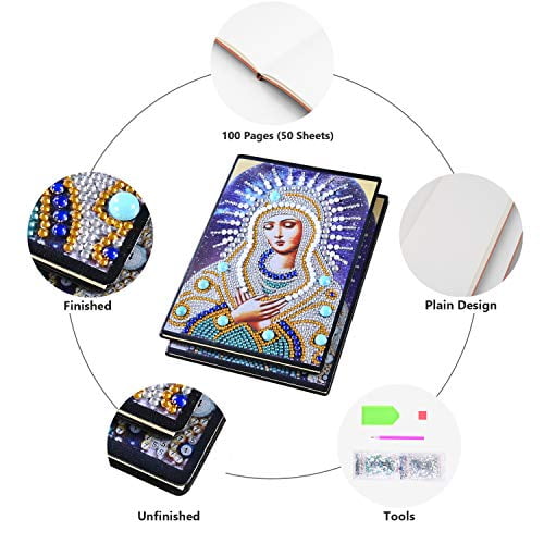DIY 5D Notebook with Diamond Painting Cover Kits Special Shaped Faux Leather Plain Journal Notepad Premium Thick Paper A5 DIY 5D Notebook with Diamond Painting Cover Kits Special Shaped Faux Leather Plain Journal Notepad Premium Thick Paper A5